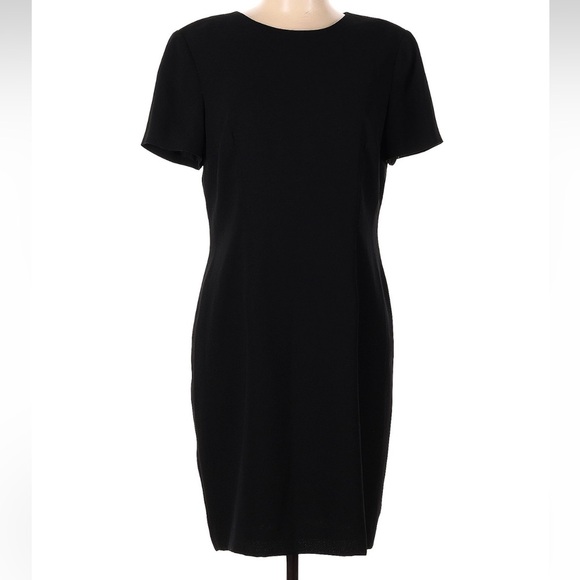 Vintage Talbots Classic Black Career Midi Dress Short Sleeve Crew Neck Size 12 L - Picture 6 of 6